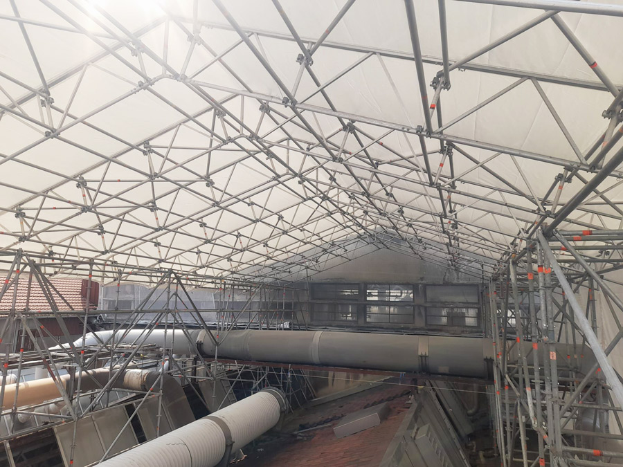 echafaudage parapluie pose couverture type couvralu